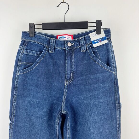 Old Navy 90s Baggy Carpenter Jeans Boy's Painters Pants Reissue Blue Denim NWT - Picture 3 of 16